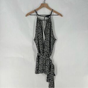 INC International‎ Concepts Black  White Spotted Animal Print Wrap Style Halter